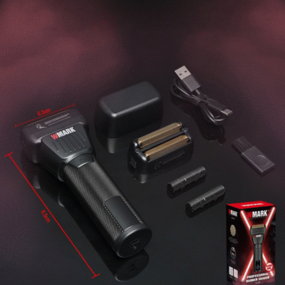 Aparat de Ras Electric Profesional WMARK by BIRAI® R-2025, Shaver 8500 RPM, Lame Duble, Display LCD, LED, Încărcare Rapidă USB, Waterproof, Barbierit Umed/Uscat, Design Ergonomic, Negru - imagine 4