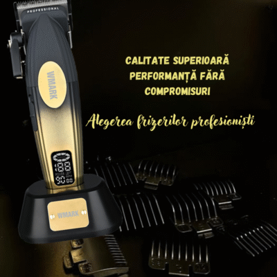 Mașină de tuns profesională WMARK Golden Mirage, motor puternic, afișaj LED și lame titan, alegerea frizerilor profesioniști