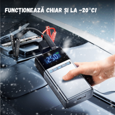 Starter Baterie Auto 12V BIRAI®, Portabil 4 în 1, 12000 mAh, Jump Starter 1500A, Compresor Auto, Lanternă LED, Baterie Externă, Protecție Polaritate, Kit Vulcanizare, Mănuși Auto Incluse - imagine 9