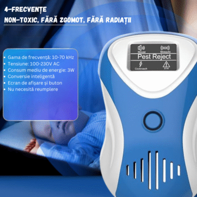Aparat cu Ultrasunete BIRAI BR05 – Anti Rozătoare și Insecte, Afișaj Digital, Sigur pentru Oameni, Fără Chimicale.