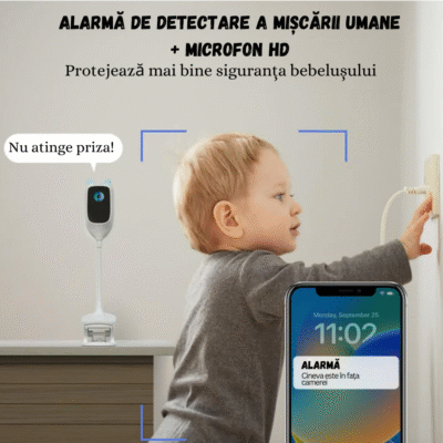 Baby Monitor BIRAI® WatchMe WiFi 2in1, Ultra HD, Night Vision, Audio Bidirecțional, Senzor Mișcare & Sunet, Alerte Smart, Aplicație Telefon, Acces de la Distanță, Zoom, Card SD, LED, Alb - imagine 3
