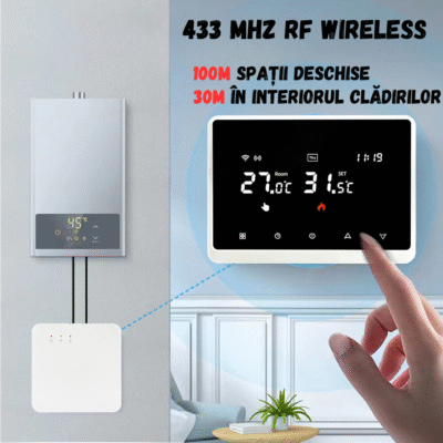 Termostat de ambient inteligent BIRAI™ RC-20, WI-FI, Controlat Prin Internet/Smartphone, Compatibil Cu Orice Centrala Termica Pe Gas, RF Wireless, Pentru Controlul Temperaturii Ambientale, ALB - imagine 7
