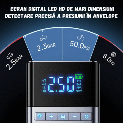 Starter Baterie Auto 12V BIRAI®, Portabil 4 în 1, 12000 mAh, Jump Starter 1500A, Compresor Auto, Lanternă LED, Baterie Externă, Protecție Polaritate, Kit Vulcanizare, Mănuși Auto Incluse - imagine 10