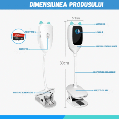 Baby Monitor BIRAI® WatchMe WiFi 2in1, Ultra HD, Night Vision, Audio Bidirecțional, Senzor Mișcare & Sunet, Alerte Smart, Aplicație Telefon, Acces de la Distanță, Zoom, Card SD, LED, Alb - imagine 7