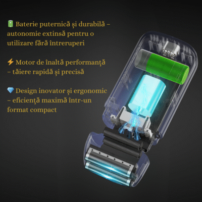 Aparat de ras electric Wmark Evo BIRAI cu protecție pentru piele sensibilă și cap detașabil ușor de curățat.