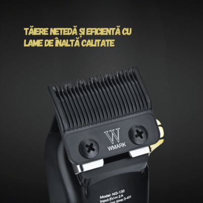 Mașină de tuns profesională WMARK cu lame din titan și afișaj digital, performanță ridicată pentru frizerii moderne.