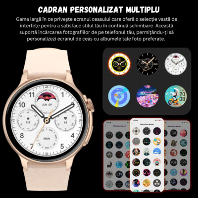 Ceas Smartwatch Inteligent si Bratara Fitness BIRAI®, Android si IOS, AMOLED Full Touch 1.43 Inch, Slim, Apeluri, Microfon, Difuzor, Notificari/Sms/Social Media, Monitorizare Activitati Fizice, Somn, Ritm Cardiac, Pedometru, Rezistent la Apa, Negru - imagine 6