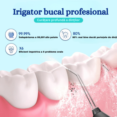 Irigator Bucal Profesional BIRAI® L15 Smart – Portabil, Fără Fir, 5 Programe, 1800 Pulsatii/min, IPX7, Rotire 360°, 4 Capete, Rezervor 300ml, Baterie 2000mAh, Negru - imagine 5