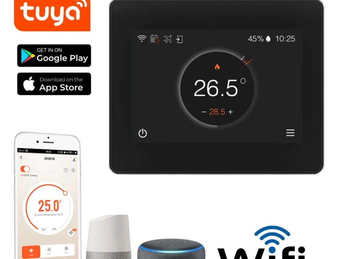 Termostat inteligent BIRAI® FLC WiFi, compatibil aplicația Tuya, Alexa și Google Home, control vocal și programare centrală termică.