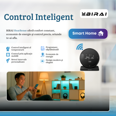 termostat smart wifi BIRAI HeatSense compatibil alexa google home control vocal temperatura