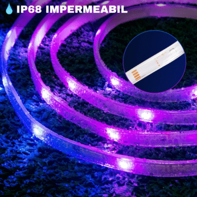 Kit Bandă LED RGB Smart BIRAI® 10M (2x5M) – Control WiFi & Bluetooth, Aplicație Mobilă, Telecomandă, IP68 Impermeabil, Sincronizare Muzică, Reglare Intensitate, Control Vocal - imagine 3