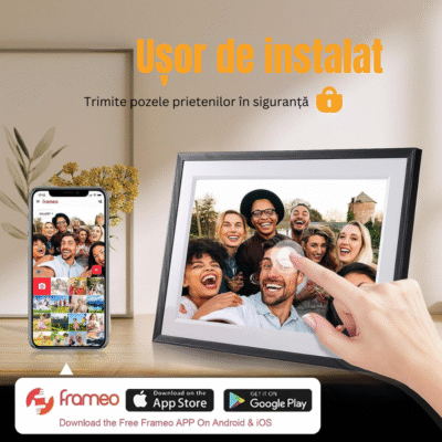 Ramă Foto Digitală WiFi BIRAI® Y101 – Touchscreen 10.1", 32GB, HD IPS 1280x800, Android, Frameo, USB & microSD, Poze & Video 1080p, Difuzor, Negru - imagine 4