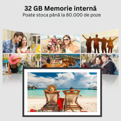 Ramă Foto Digitală WiFi BIRAI® Y101 – Touchscreen 10.1", 32GB, HD IPS 1280x800, Android, Frameo, USB & microSD, Poze & Video 1080p, Difuzor, Negru - imagine 2