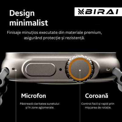 Ceas Smartwatch Inteligent & Brățară Fitness BIRAI® Ultra 2 – Infinite Display 2.09", Apeluri Bluetooth, Monitorizare Sănătate, Android & iOS, Portocaliu - imagine 3