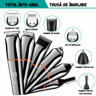 Mașină de Tuns și Ras Profesională 6 în 1 BIRAI® LK-860 – Trimmer Multifuncțional, Afișaj LED, Lame Titan, Autonomie 99 Min, Rezistent la Apă, Încărcare USB - imagine 2