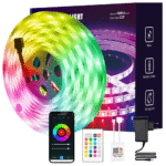 Kit Bandă LED RGB Smart BIRAI® 10M (2x5M) – Control WiFi & Bluetooth, Aplicație Mobilă, Telecomandă, IP68 Impermeabil, Sincronizare Muzică, Reglare Intensitate, Control Vocal