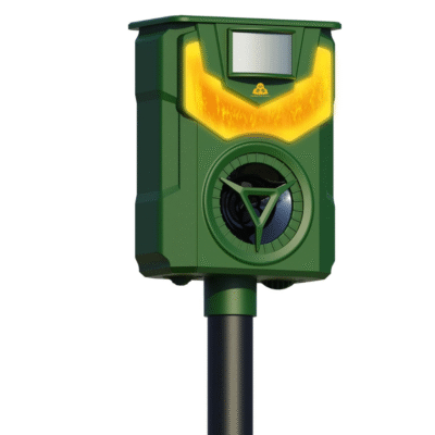 Aparat Anti-Dăunători BIRAI BR06, 6 moduri, ultrasunete 360°, acoperire 700 mp, baterie solară, protecție rozătoare și șerpi.
