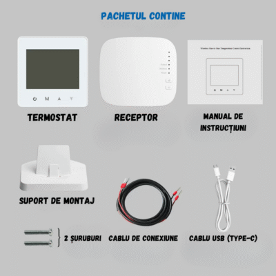 Termostat Inteligent BIRAI® WiFi – Compatibil Centrală, Tuya, Alexa, Google Home, Receiver Inclus - imagine 4