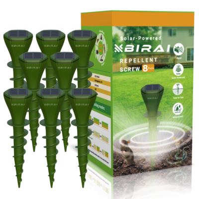 Aparat Anti Cartite Solar BIRAI AR08M, Ultrasunete Gradina, Set 8 Buc, IP65, Anti Rozatoare, Protectie Gradina Totala 1400 mp2