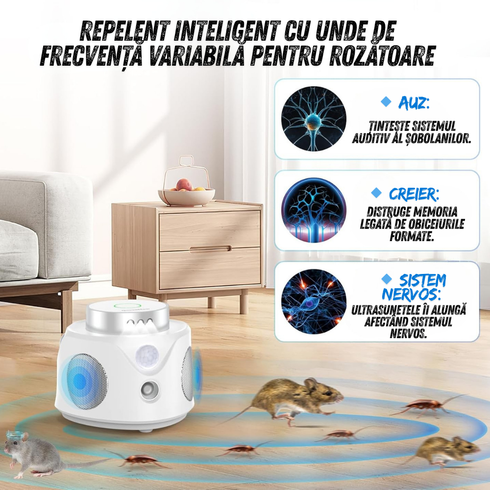 Dispozitiv anti dăunători Birai® – protecție eficientă împotriva rozătoarelor în camere, bucătării, birouri și spații de depozitare.