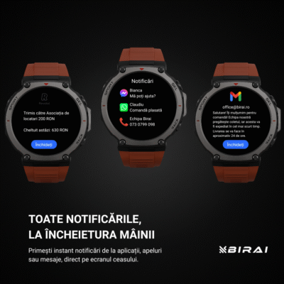Smartwatch Bărbați GloryFitPro BIRAI®, AMOLED 1.43", GPS, Apel Bluetooth, Rezistent 5ATM, Caramiziu - imagine 2