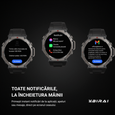 Smartwatch Bărbați GloryFitPro BIRAI®, AMOLED 1.43", GPS, Apel Bluetooth, Rezistent 5ATM, Negru - imagine 2