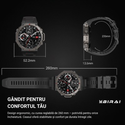 Smartwatch Bărbați GloryFitPro BIRAI®, AMOLED 1.43", GPS, Apel Bluetooth, Rezistent 5ATM, Negru - imagine 4