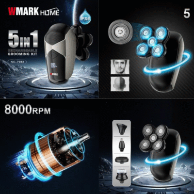 Mașină De Tuns Și Aparat De Ras BIRAI MaxHead PRO, 5 În 1, Rezistent La Apă, Ideal Pentru Cap Și Față, Negru - imagine 2