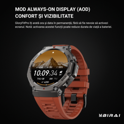Smartwatch Bărbați GloryFitPro BIRAI®, AMOLED 1.43", GPS, Apel Bluetooth, Rezistent 5ATM, Caramiziu - imagine 4