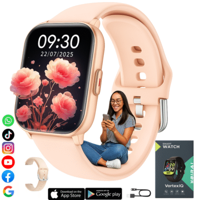 Smartwatch damă VortexIQ by BIRAI, ecran 1.85" TFT, fitness și apel Bluetooth, Roz GOLD