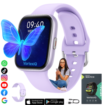 Smartwatch damă VortexIQ by BIRAI, ecran 1.85" TFT, fitness și apel Bluetooth, Mov