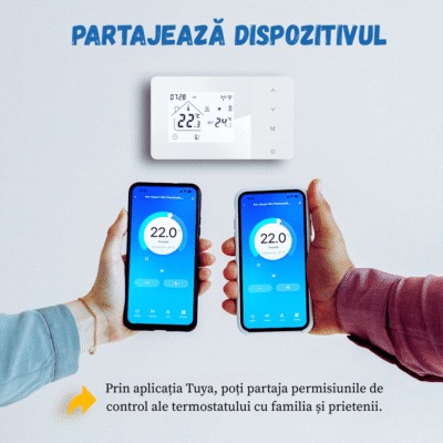 Termostat Inteligent BIRAI® EcoTherm WiFi, Programabil prin Tuya/Smart Life, Control Vocal Alexa & Google Home, Receiver Inclus, Alb - imagine 4