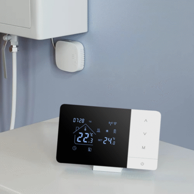 Termostat Inteligent BIRAI® EcoTherm WiFi, Programabil prin Tuya/Smart Life, Control Vocal Alexa & Google Home, Receiver Inclus, Negru - imagine 3