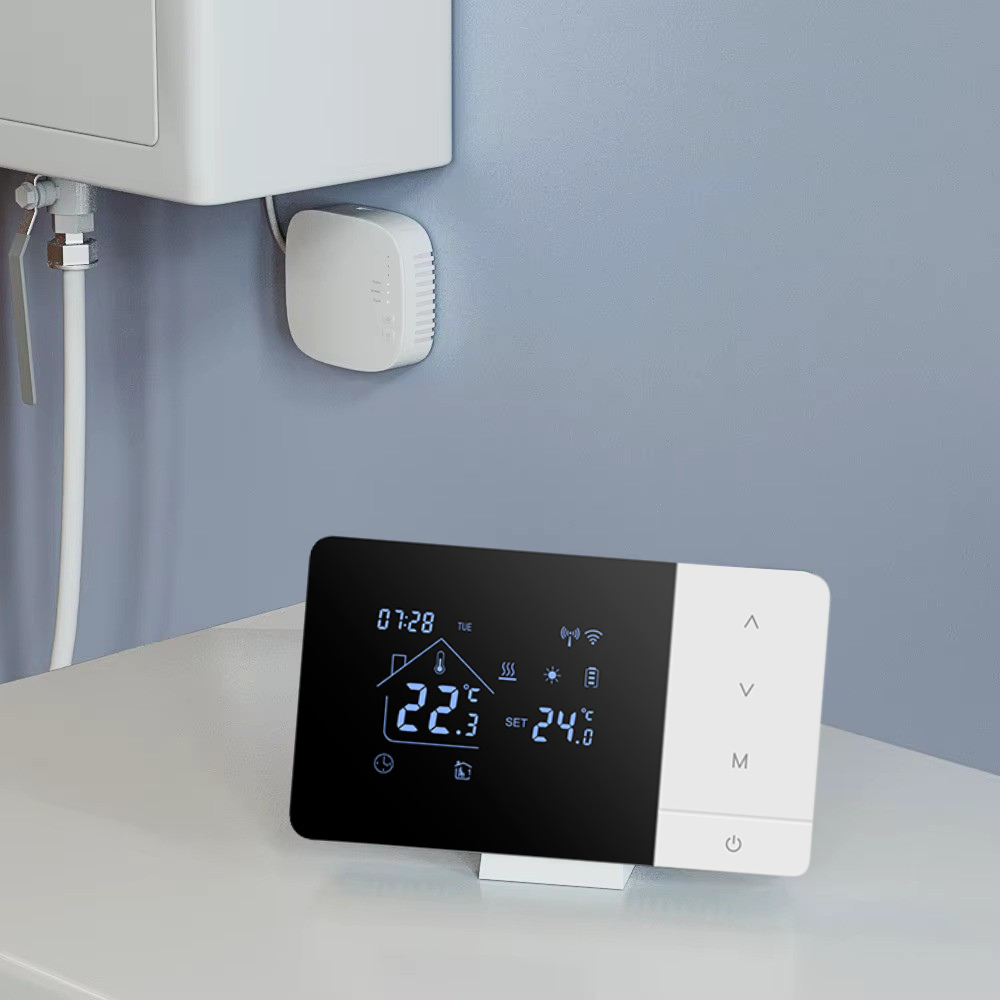 Termostat Inteligent BIRAI® EcoTherm WiFi, Programabil prin Tuya/Smart Life, Control Vocal Alexa & Google Home, Receiver Inclus, Negru - imagine 3