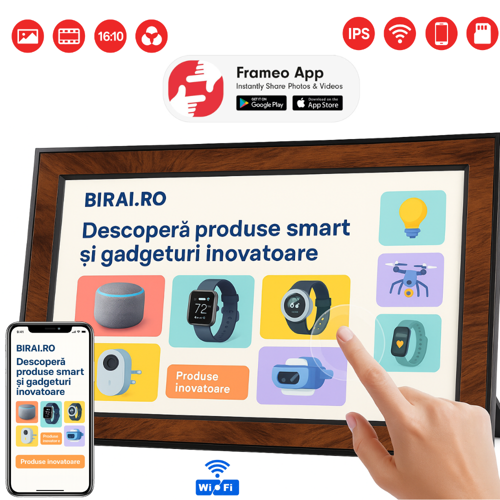 rama foto digitala BIRAI Y101 WiFi touchscreen 10.1 inch