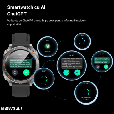 Smartwatch Barbati Ultra V319 by BIRAI®, ChatGPT, AMOLED 1.43”, Limba Romana Integrata - imagine 3