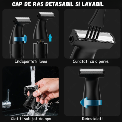 Aparat de Ras Electric Profesional BIRAI MultiGroom Pro 3-în-1, 7.000 RPM, Wet & Dry - imagine 3