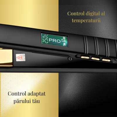 Placă de Îndreptat Părul BIRAI Silky Touch Gold – Nano-Titan, 80–250°C, LCD - imagine 3