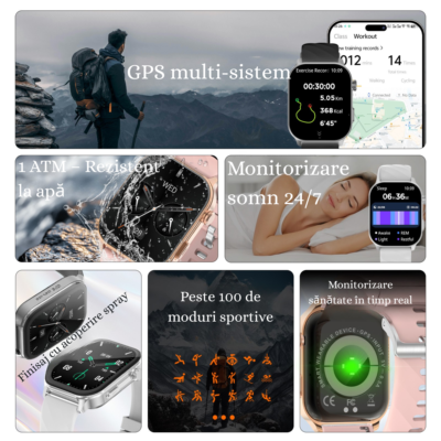Smartwatch BIRAI Active VLC211, 2.01”, GPS, Apel Bluetooth, Roz - imagine 4