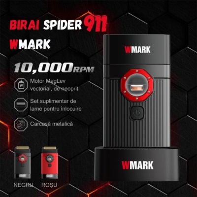 Shaver electric profesional BIRAI Spider 911 cu motor MagLev 10000 RPM pentru barbierit precis