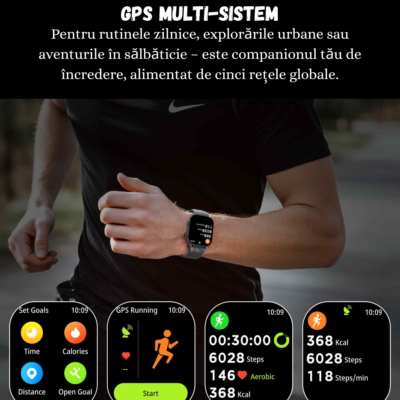 Smartwatch BIRAI Active VLC211, 2.01”, GPS, Apel Bluetooth, Negru - imagine 4