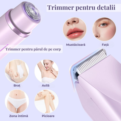 Aparat de Ras Electric 2 in 1 BIRAI LadyTrim Pro, Masina de Ras pentru Femei, Picioare, Fata si Axila, Umed si Uscat, Albastru - imagine 3