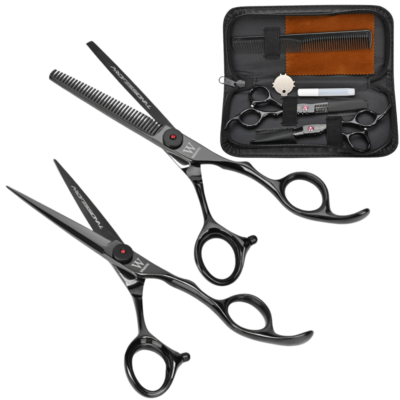 set foarfeca profesionala frizerie BIRAI Katana otel japonez 440C tuns si filat