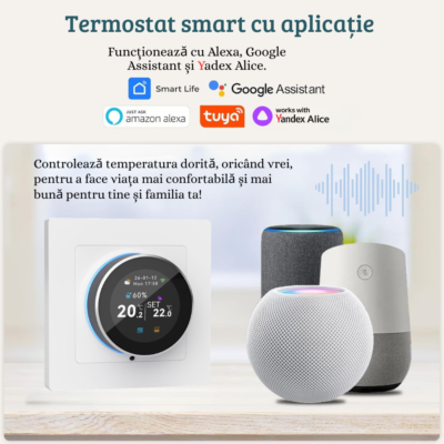 Termostat Smart Wireless BIRAI® Smart Knob Pro, WiFi, Tuya, Alexa, Google Home, Receiver Inclus, Alb - imagine 3