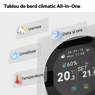 Termostat Smart Wireless BIRAI® Smart Knob Pro, WiFi, Tuya, Alexa, Google Home, Receiver Inclus, Alb - imagine 5