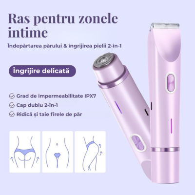 Aparat de Ras Electric 2 in 1 BIRAI LadyTrim Pro, Masina de Ras pentru Femei, Picioare, Fata si Axila, Umed si Uscat, Albastru - imagine 5