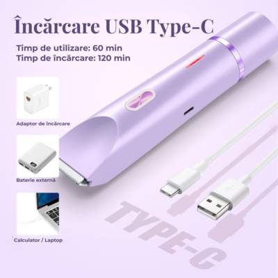Aparat de Ras Electric 2 in 1 BIRAI LadyTrim Pro, Masina de Ras pentru Femei, Picioare, Fata si Axila, Umed si Uscat, Albastru - imagine 6