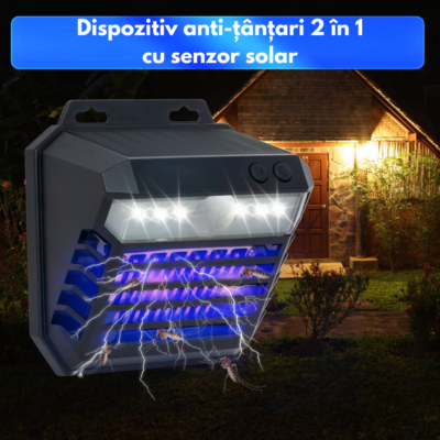 Set 2 Lămpi UV Anti Țânțari BIRAI SolarGuard 2in1, Exterior, Solar + USB, IP65, Protecție Insecte, Grădină & Terasă - imagine 3