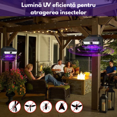 Set 2 Lămpi UV Anti Țânțari BIRAI SolarGuard 2in1, Exterior, Solar + USB, IP65, Protecție Insecte, Grădină & Terasă - imagine 4
