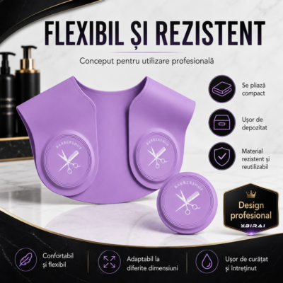Guler Profesional BIRAI din Silicon pentru Tuns și Vopsit, Impermeabil, Reutilizabil, Mov, 32 × 37 cm - imagine 2
